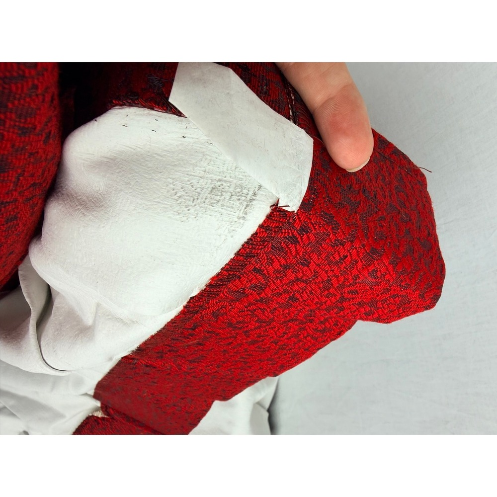Vintage Red Black Brocade Pinch Pleat Drapery Panel Lined Curtain Made in USA - Picture 8 of 8
